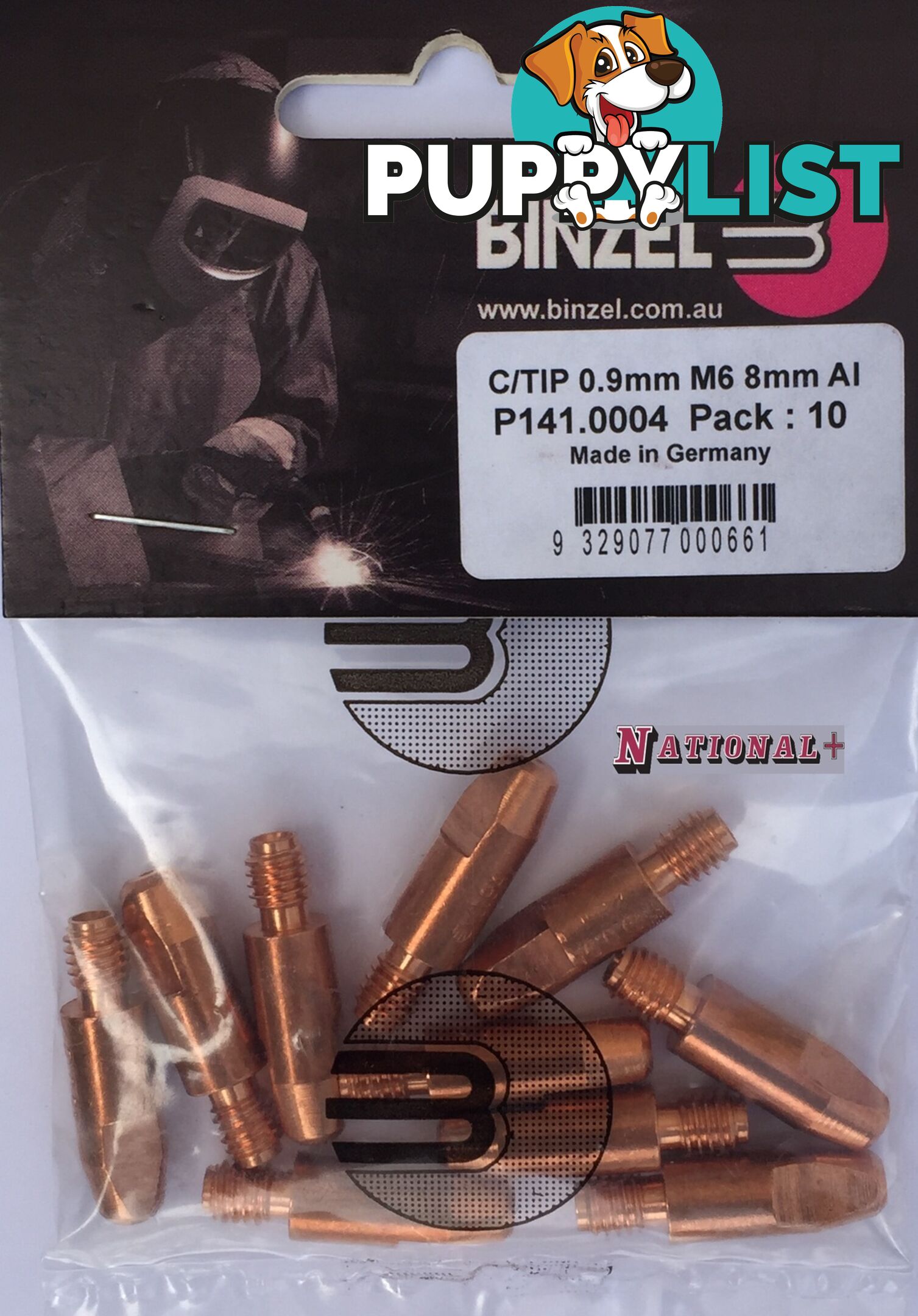 0.6mm Steel M6 8mm 28mm Binzel contact tip Pk: 10 P140.0005