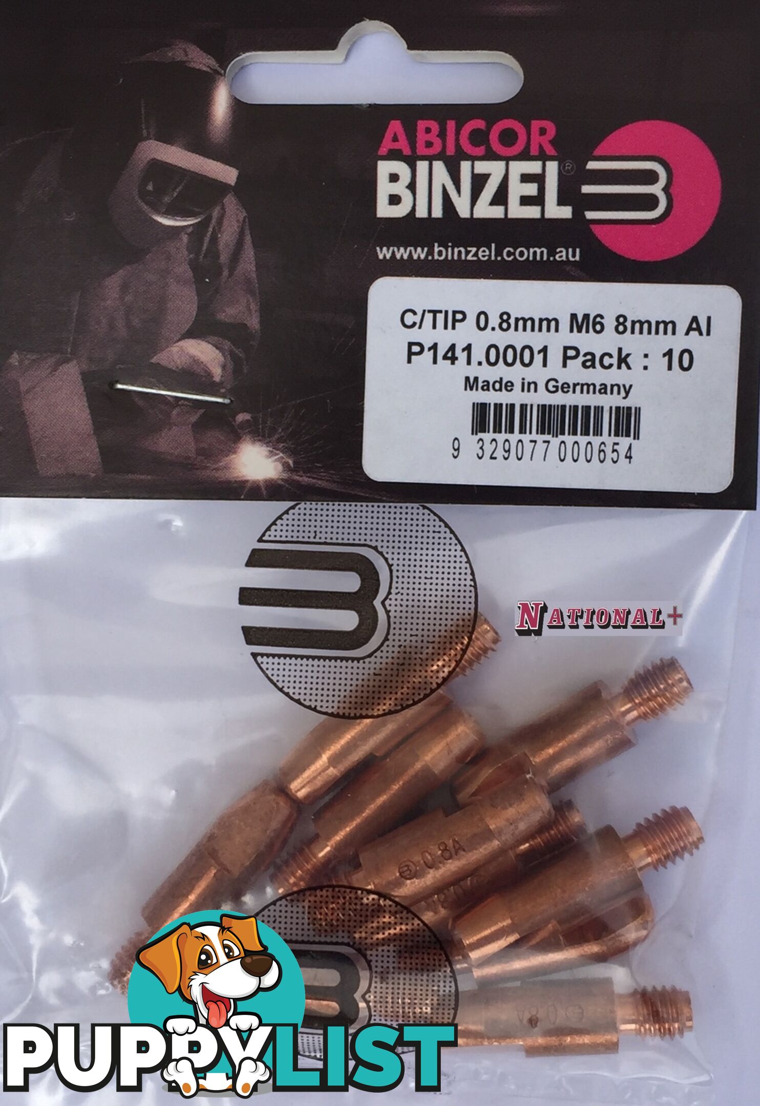 0.6mm Steel M6 8mm 28mm Binzel contact tip Pk: 10 P140.0005