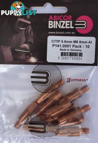 0.6mm Steel M6 8mm 28mm Binzel contact tip Pk: 10 P140.0005