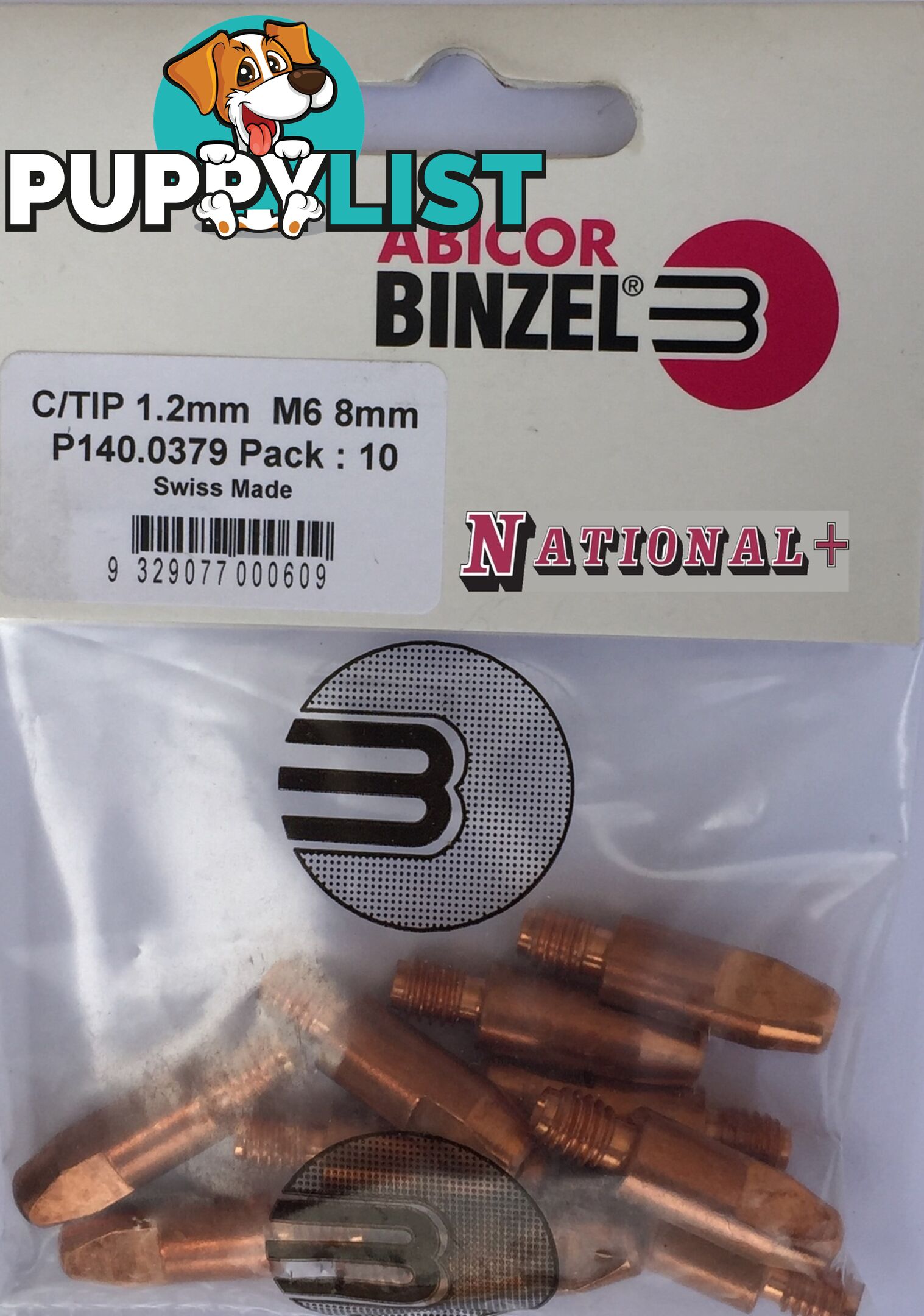 0.6mm Steel M6 8mm 28mm Binzel contact tip Pk: 10 P140.0005