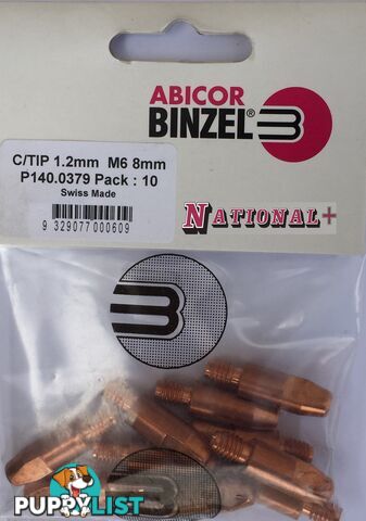 0.6mm Steel M6 8mm 28mm Binzel contact tip Pk: 10 P140.0005