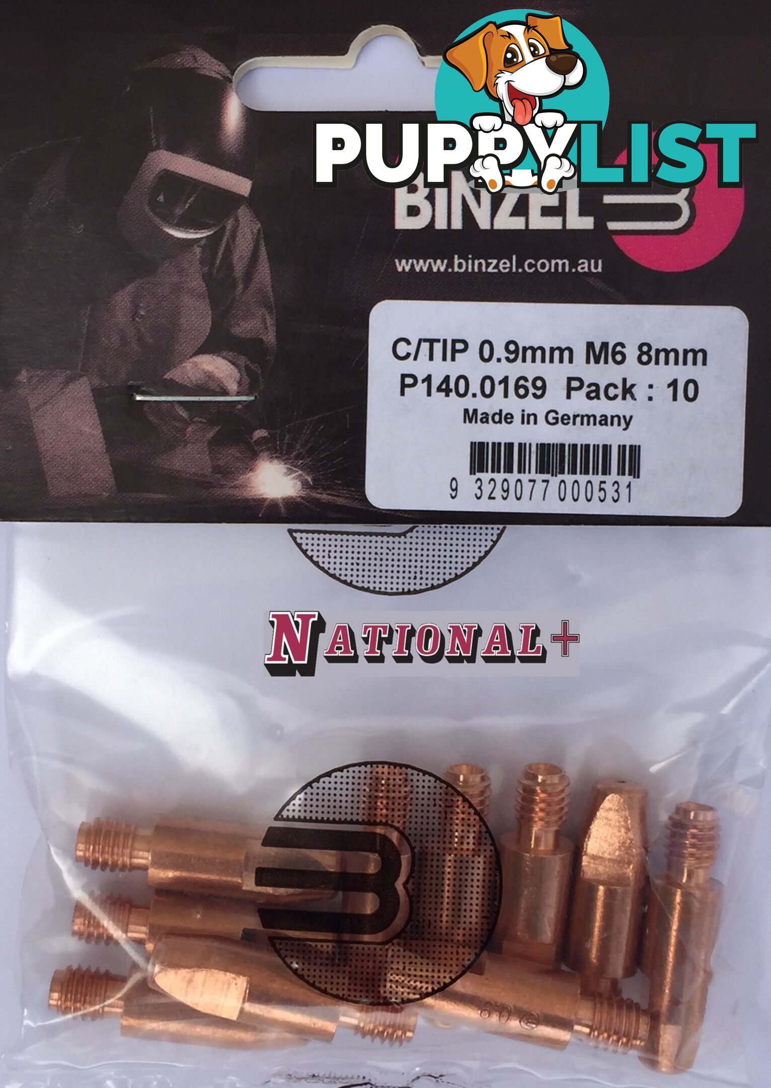 0.6mm Steel M6 8mm 28mm Binzel contact tip Pk: 10 P140.0005