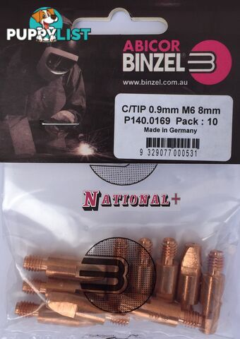 0.6mm Steel M6 8mm 28mm Binzel contact tip Pk: 10 P140.0005