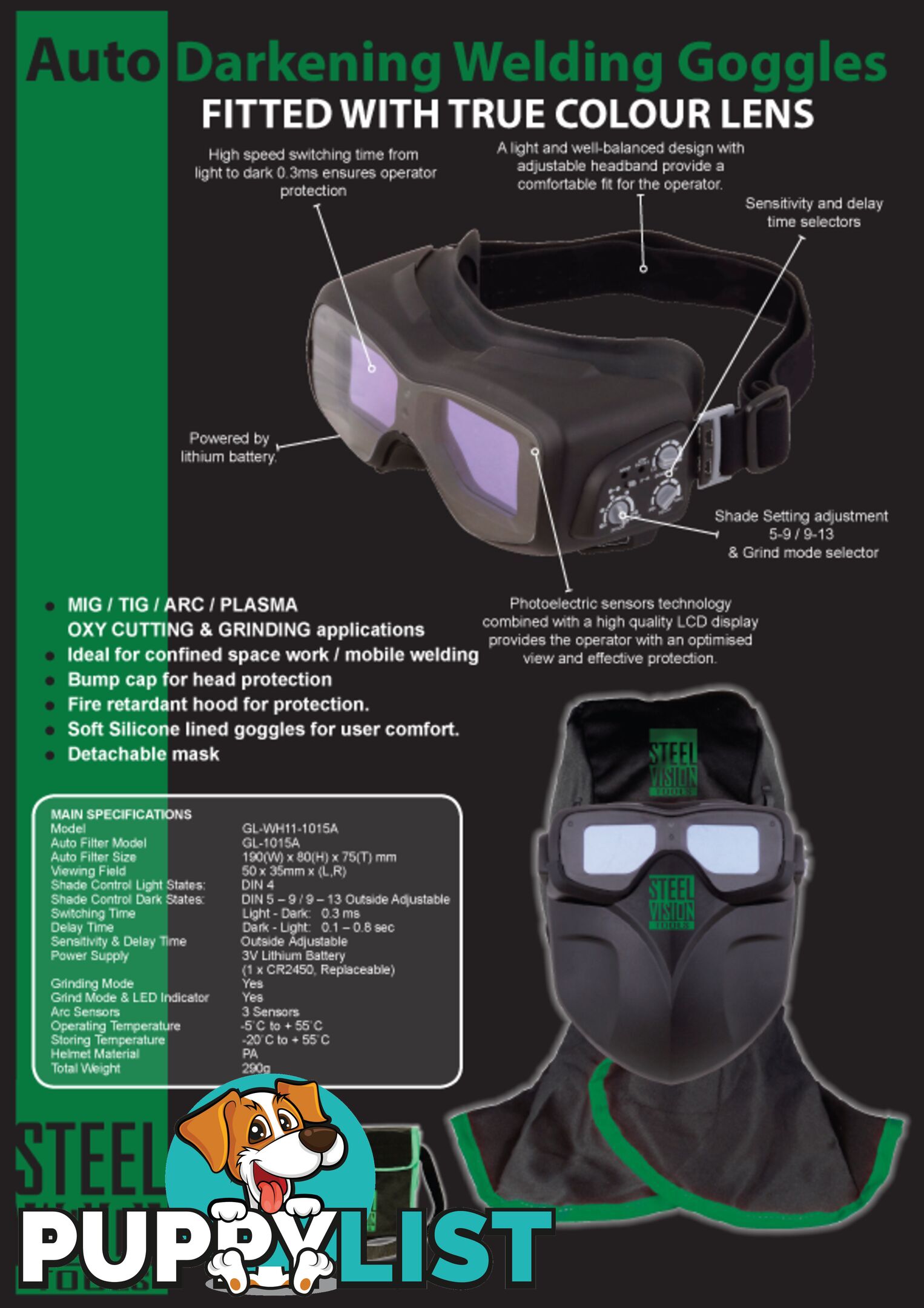 Auto Darkening Welding Goggles Mask Kit SV1AWG