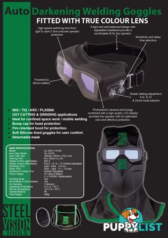 Auto Darkening Welding Goggles Mask Kit SV1AWG