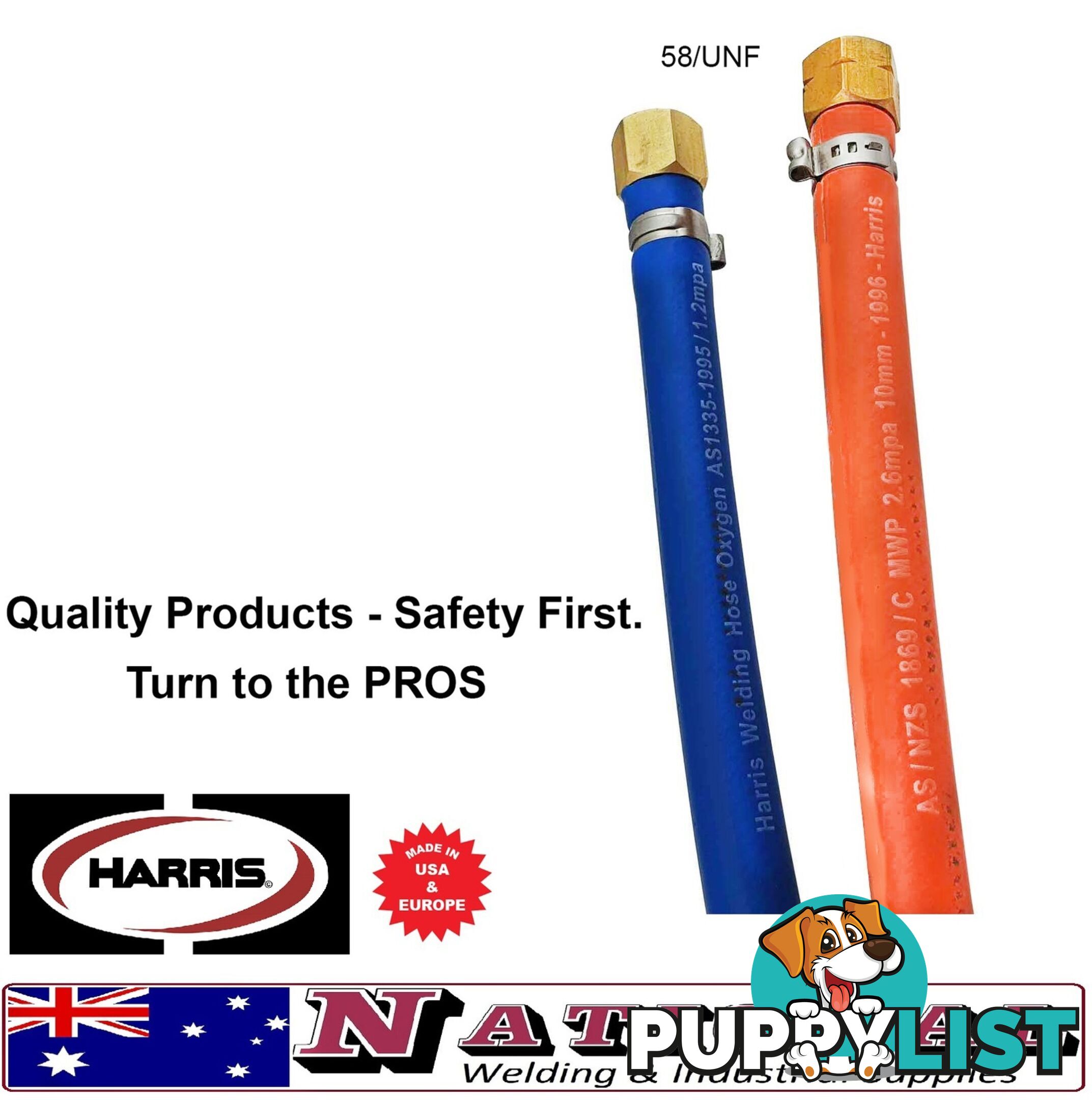 Harris Oxy / LPG 15 Metres 6mm Twin Hose With Fittings 6BOTH15MF