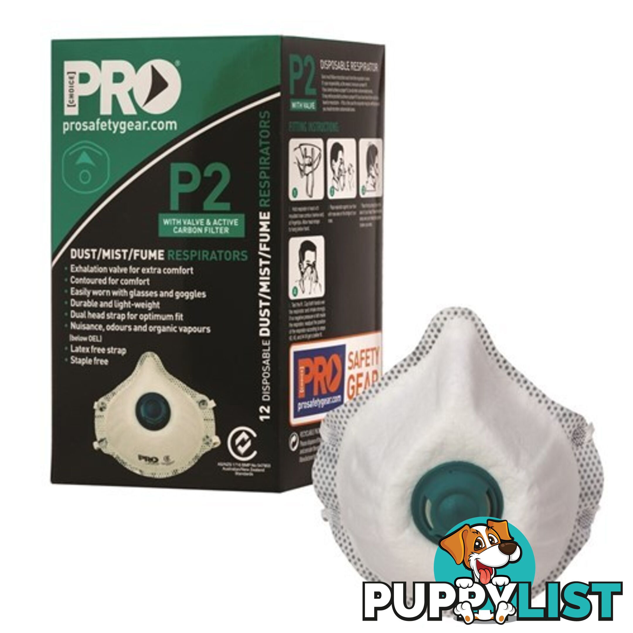 Dust Respirator P2 with Valve and Active Carbon Filter Prochoice PC531