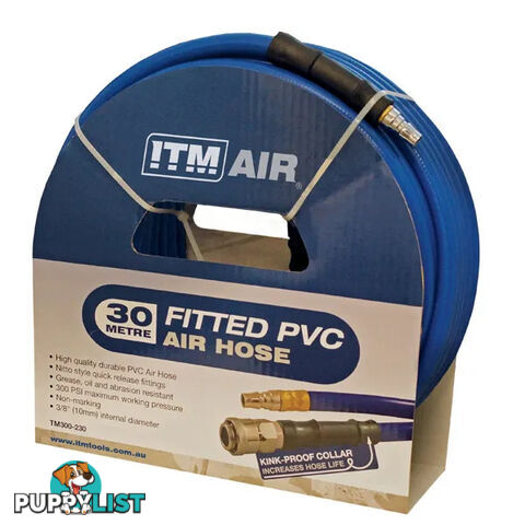 PVC Air Hose 10mm (3/8") x 30 Metres Comes With Couplers TM300-230