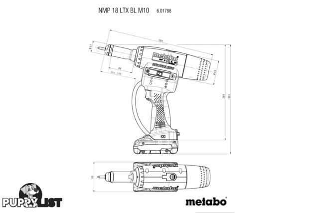 Rivet Nut Gun Cordless NMP 18 LTX BL M10 Metabo 601788840