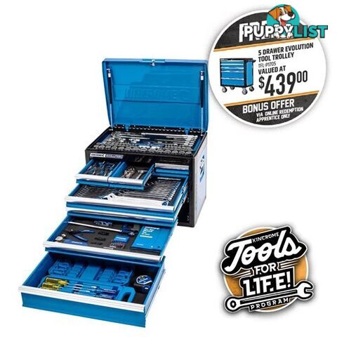 Evolution Tool Chest 207 Piece 7 Drawer Deep 1/4, 3/8 & 1/2" Drive Kincrome P1705