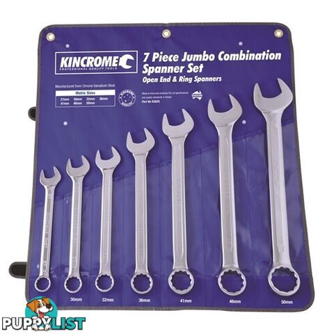 Jumbo Combination Spanner Set 7 Piece Kincrome K3021