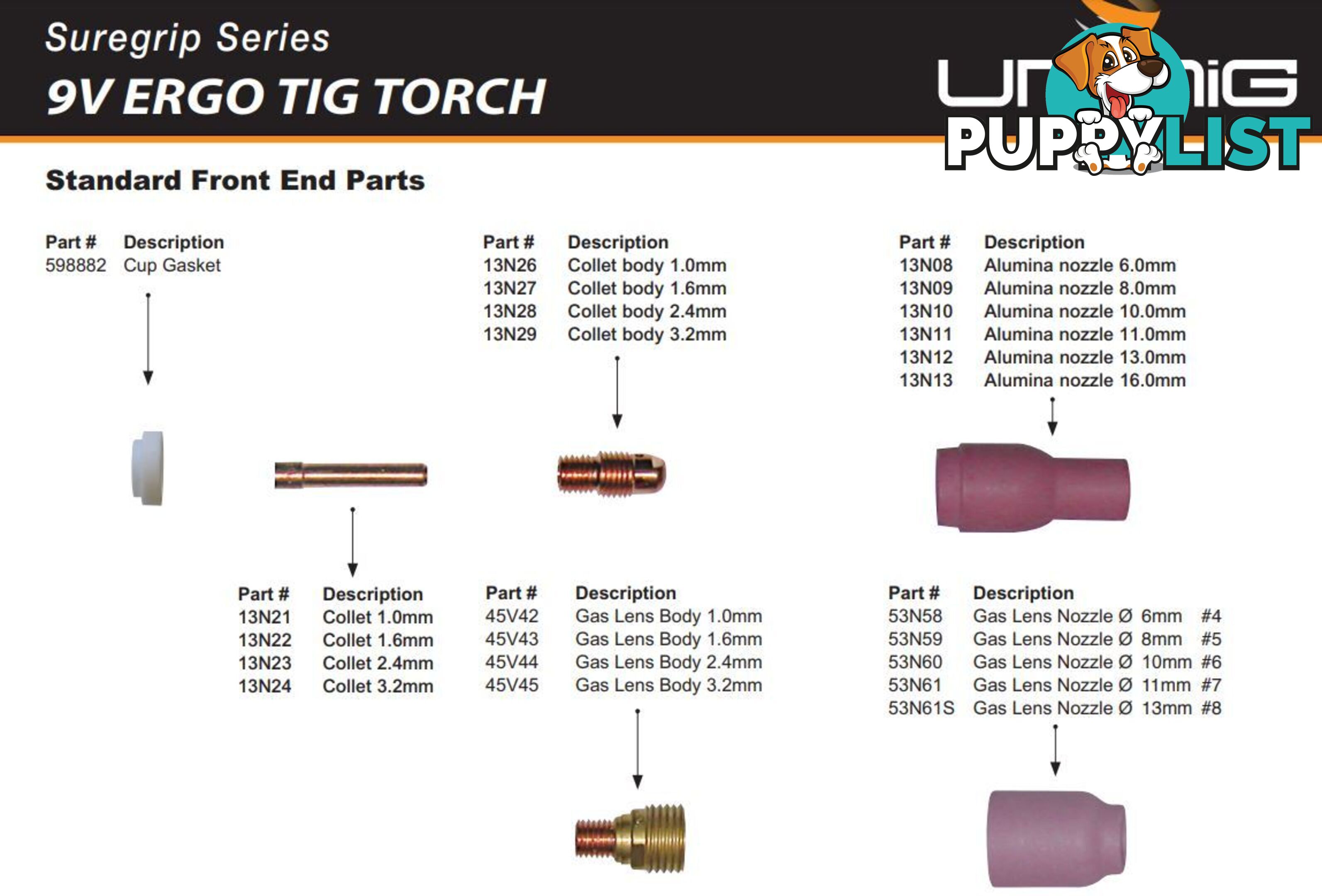 4 Metres 9V TIG Torch 35/50 Type Dinse Unimig 9V-4MCP50