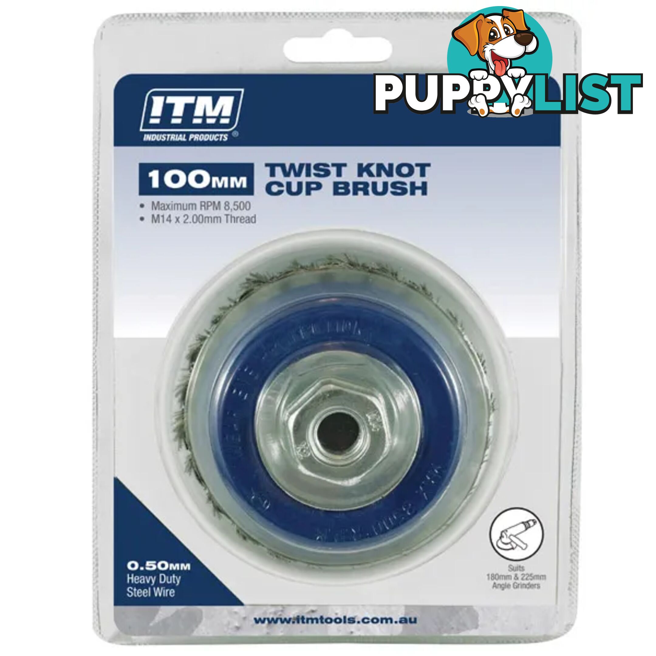 Twist Knot Cup Brush Steel 75mm Multi Bore Thread Adaptors TM7000-075