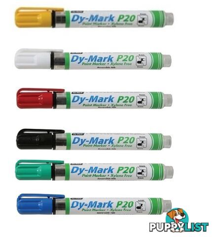 P20 Dy Mark Paint Marker - Black / Red / Blue / Green / Yellow & White