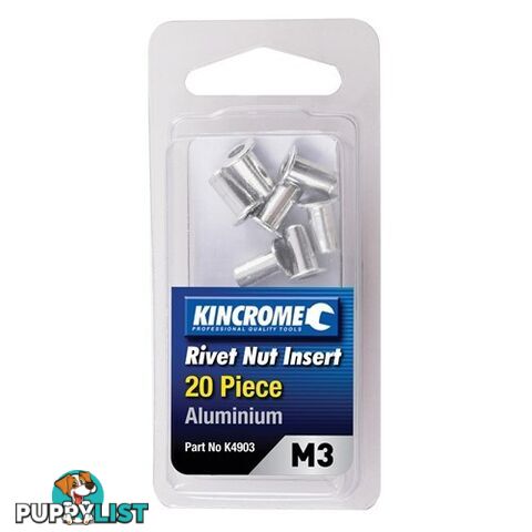 Rivet Nut Insert M3 (Aluminium) - 20 Pack Kincrome K4903