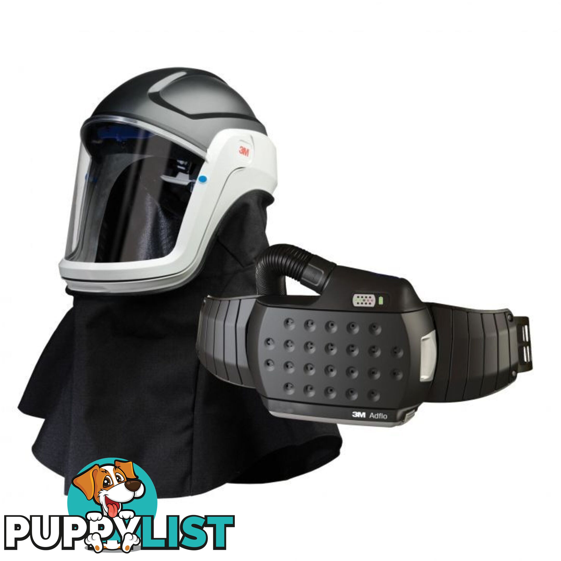 M-Series Flip-Up Face Shield & Safety Helmet M-407 with Heavy-Duty Adflo PAPR Respirator 3Mâ¢ 890407HD