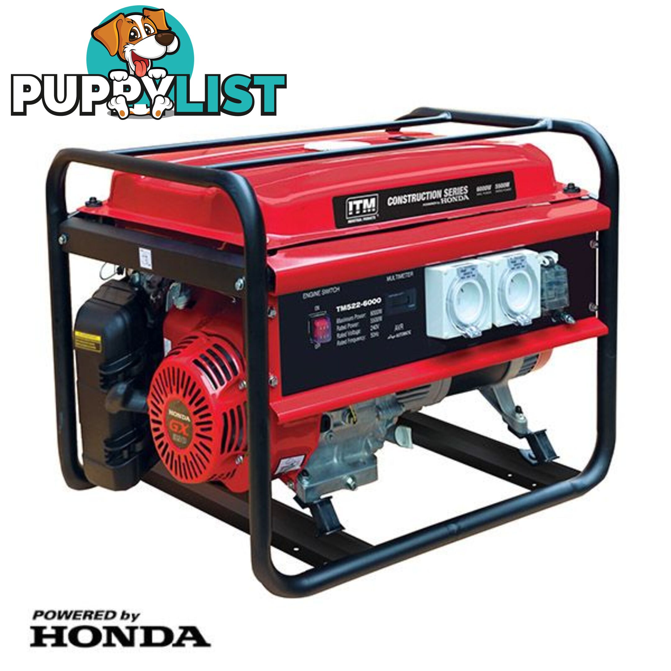 Petrol Generator 7.5kva Honda Powered GX390 Engine 6000 Watts Peak ITM TM522-6000