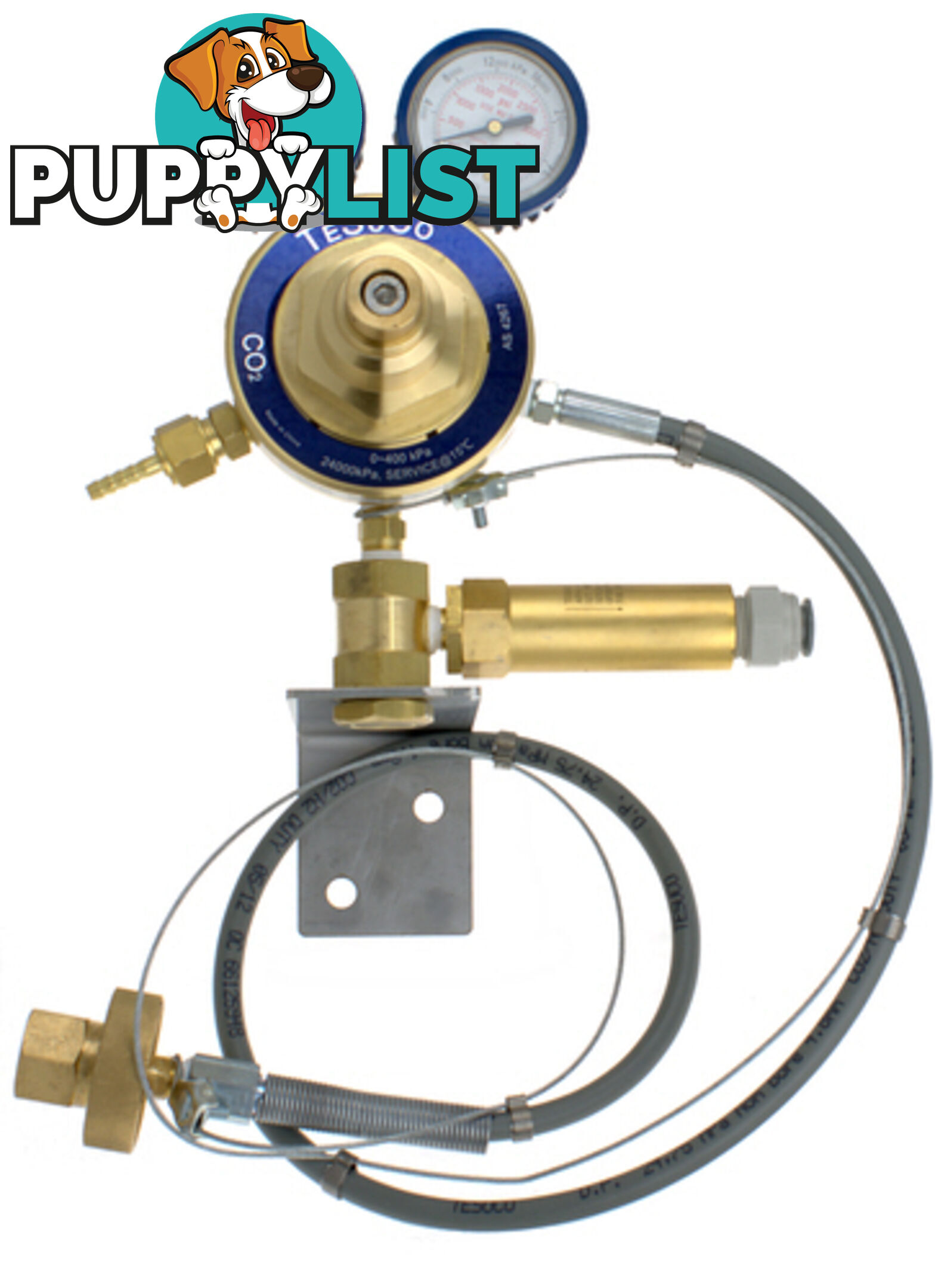 Beverage Regulator 2 Stage Wall Mount Stem and Hand Wheel