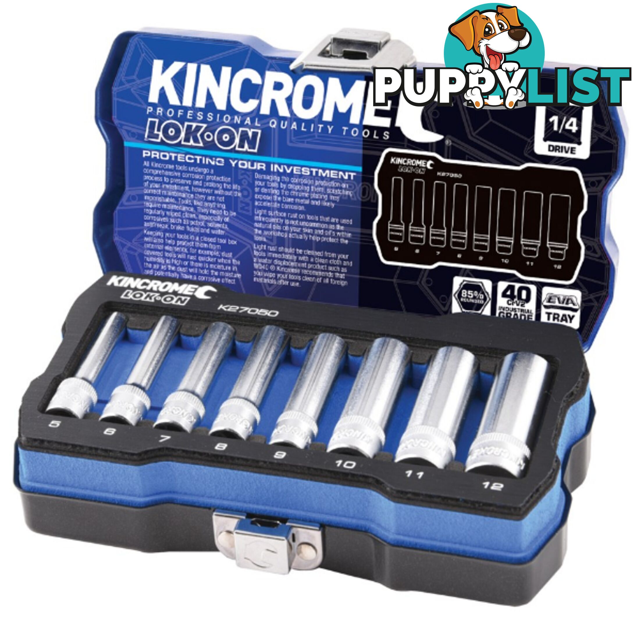 1/4 Drive Socket Set 8 Piece Deep Metric Kincrome K27050