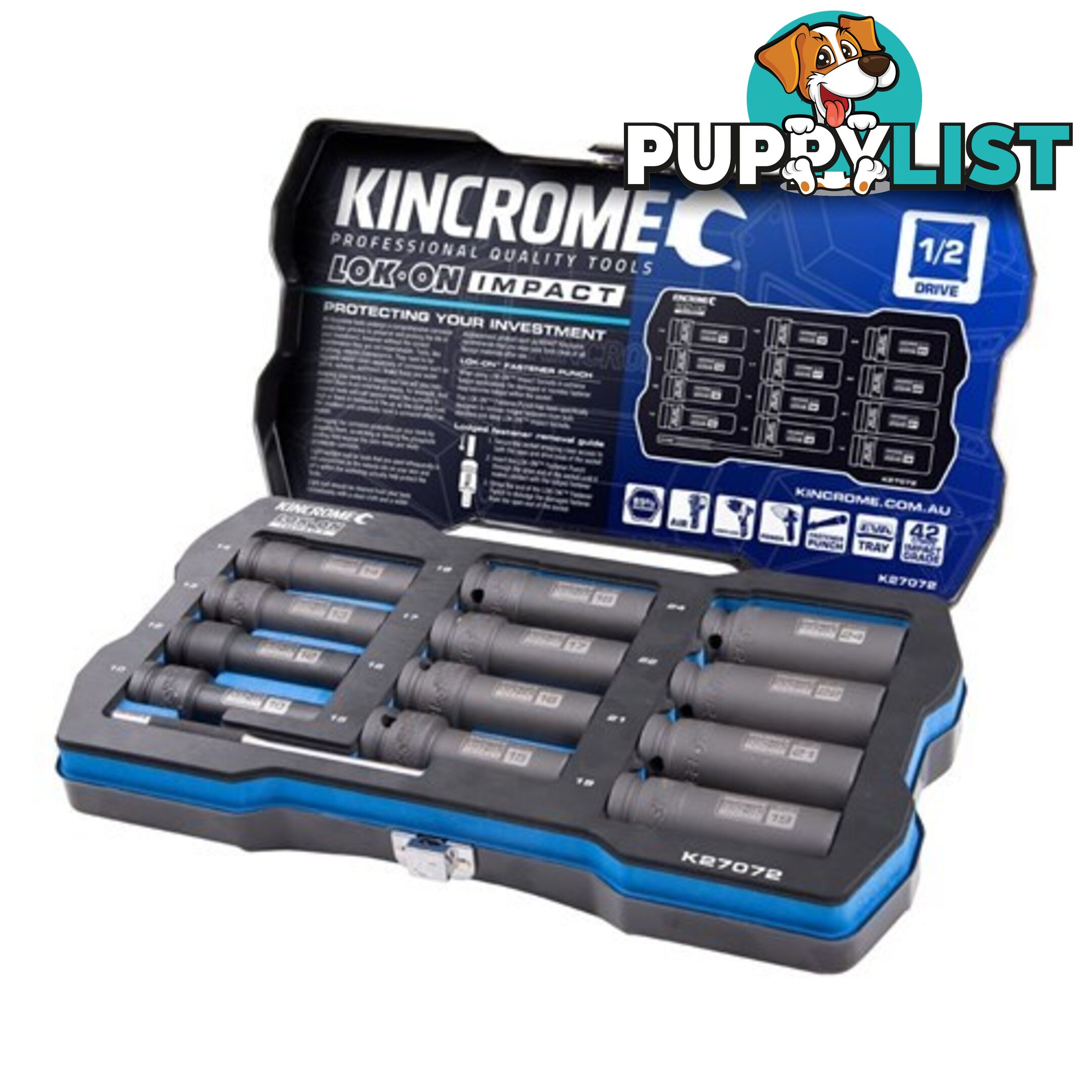 Lok-On Deep Impact Socket Set 12 Piece 1/2" Drive Kincrome K27072