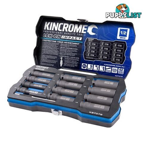 Lok-On Deep Impact Socket Set 12 Piece 1/2" Drive Kincrome K27072