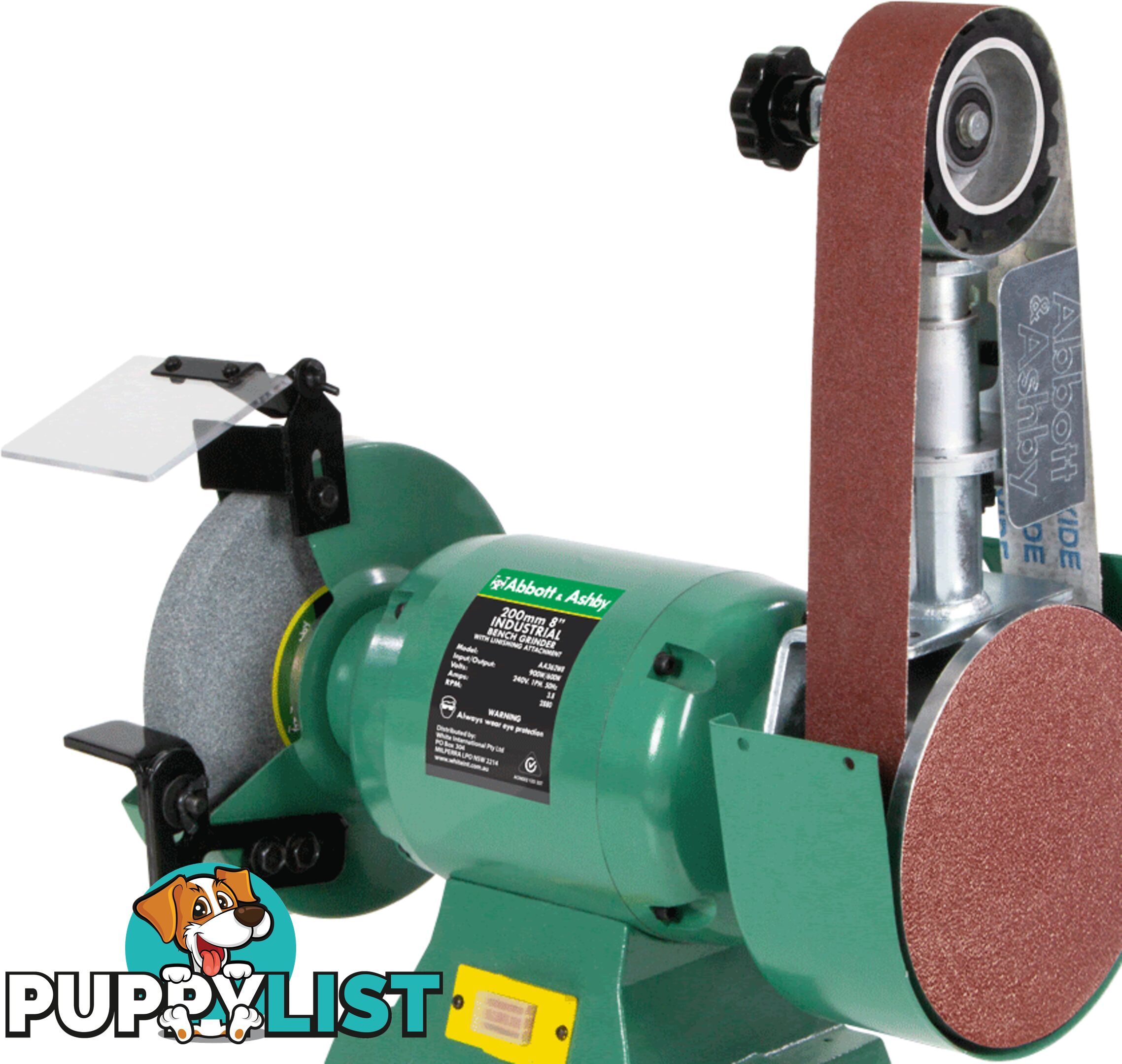 8" Industrial Grinder with Linishing Attachment, 915 x 50mm Abbott & Ashyby AA362W8