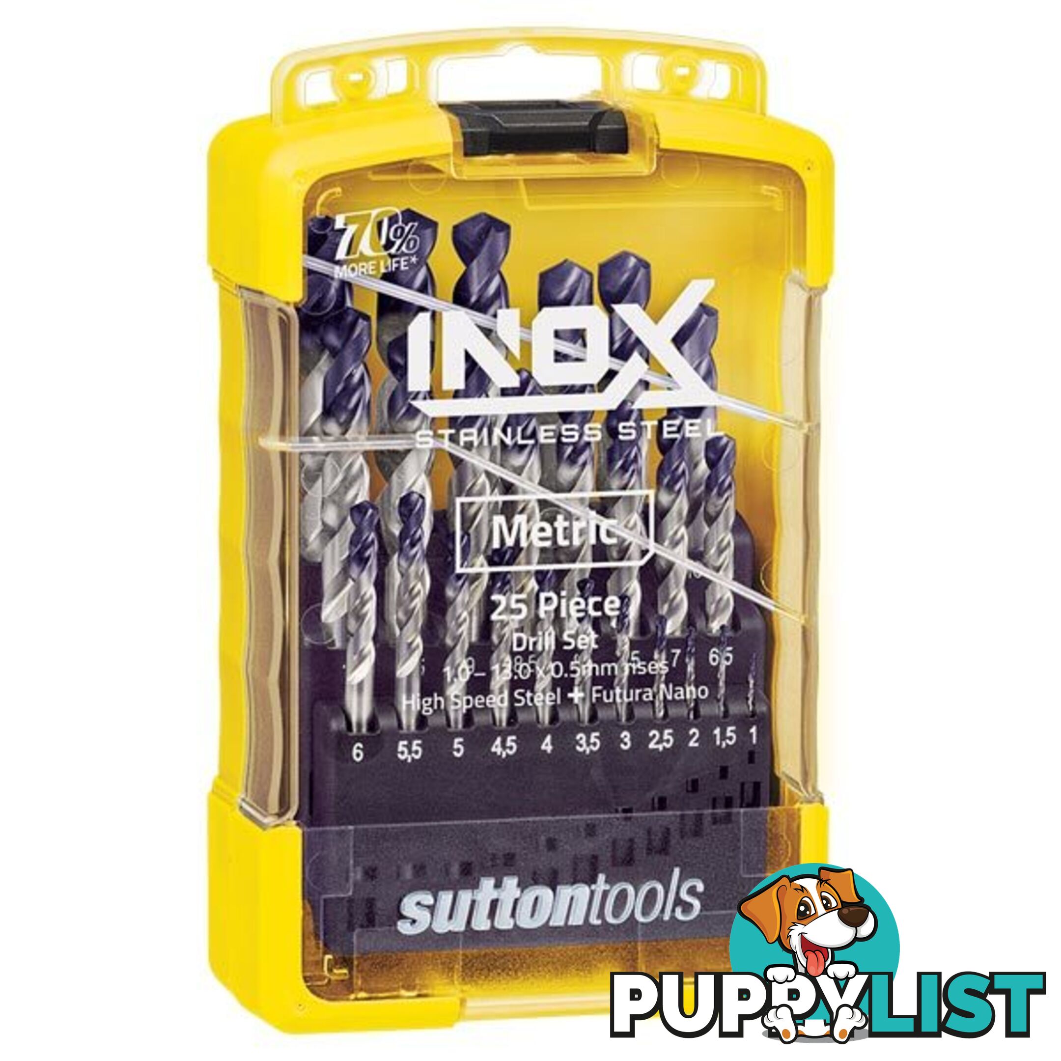 Inox Stainless Steel 25Pcs Drill Set 1.0-13.0 x 0.5mm Rise Sutton Tool D180SM3