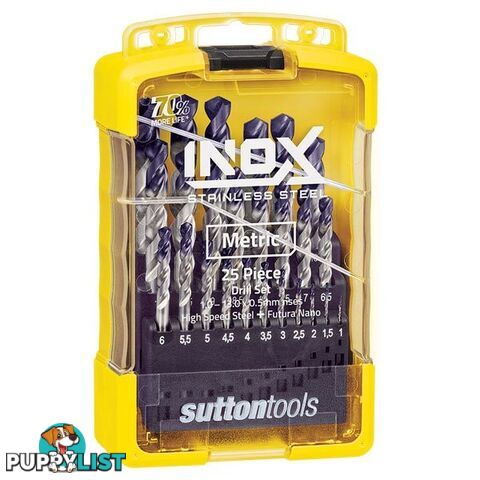 Inox Stainless Steel 25Pcs Drill Set 1.0-13.0 x 0.5mm Rise Sutton Tool D180SM3