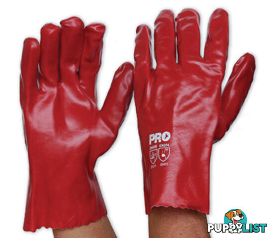 Red PVC Gloves 27cm Large Pro Choice PVC27 Pack of 12