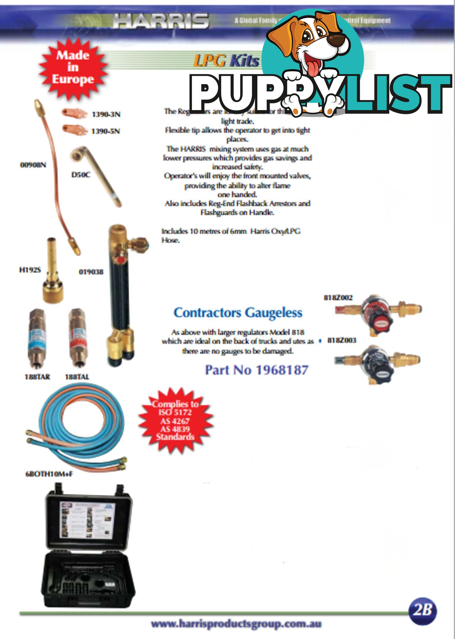 Contractor Gaugeless Oxy/LPG Kit With Model 818 Regulator Harris