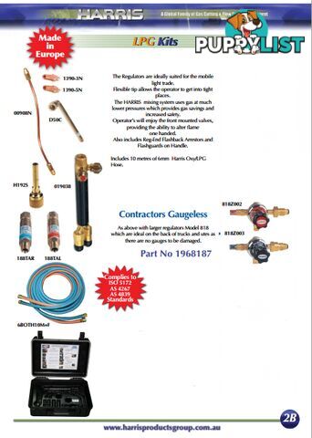 Contractor Gaugeless Oxy/LPG Kit With Model 818 Regulator Harris