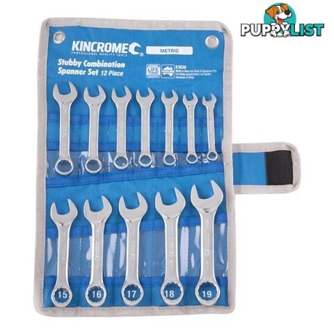 Stubby Combination Spanner Set 12 Piece K3039 Kincrome