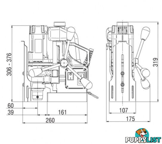 Magnetic Base Drill 240V 35mm x 52mm Holemaker HMPRO35