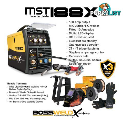 188X Mig/ Stick/ Tig Welder Package Bossweld 699188BUNDLE