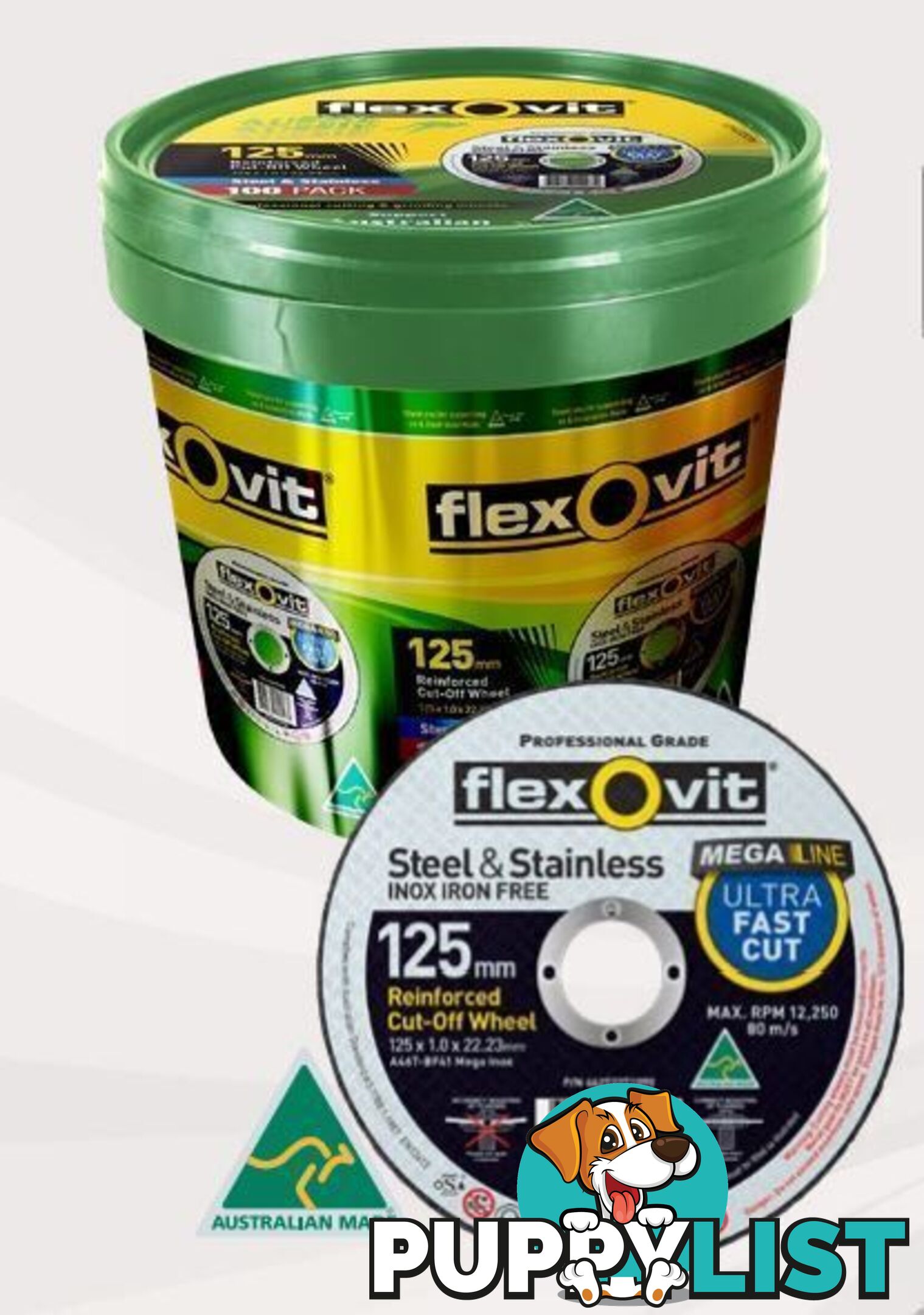 Cut-Off Disc Ultra Fast Cut Steel/Inox 125 x 1.0 x 22.23mm Maxi Tub 66253371411 (Pkt:100)