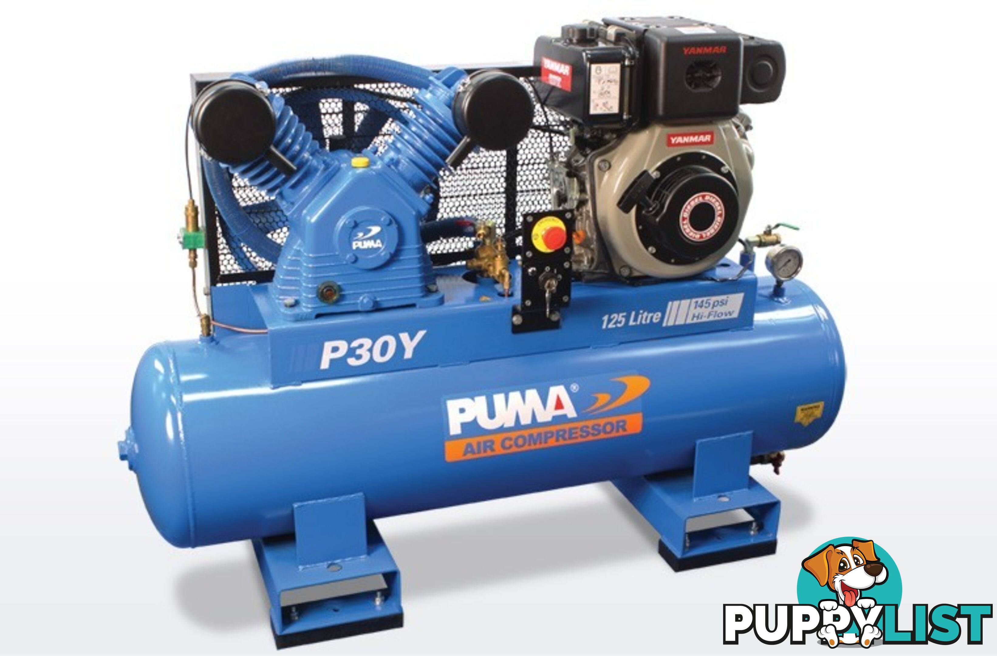 Air Compressor Electric Start Yanmar Diesel 125 Litres Puma PU P30Y ES