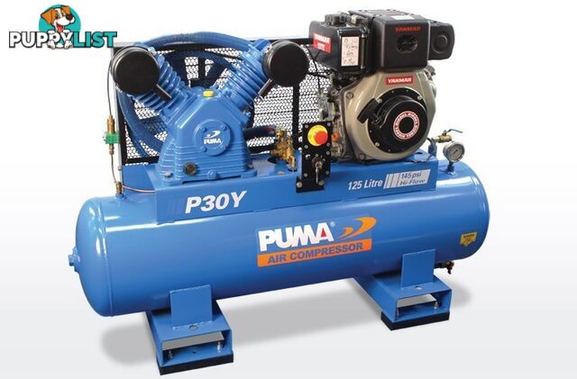 Air Compressor Electric Start Yanmar Diesel 125 Litres Puma PU P30Y ES