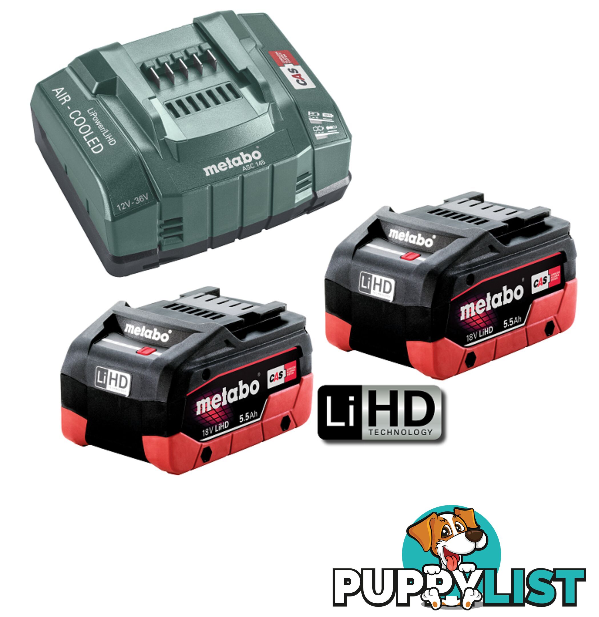 5.5 Ah x 2 LiHD Battery and ASC 145 Fast Charger Kit Metabo AU62738105