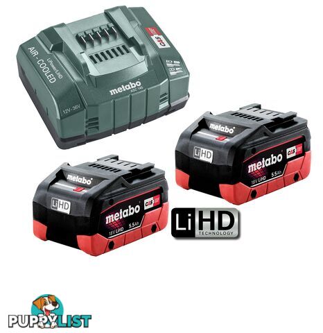 5.5 Ah x 2 LiHD Battery and ASC 145 Fast Charger Kit Metabo AU62738105