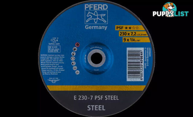 Grinding Wheels universal Line PSF E 230-7 PSF Steel Pfred 62023634 - Pack of 1