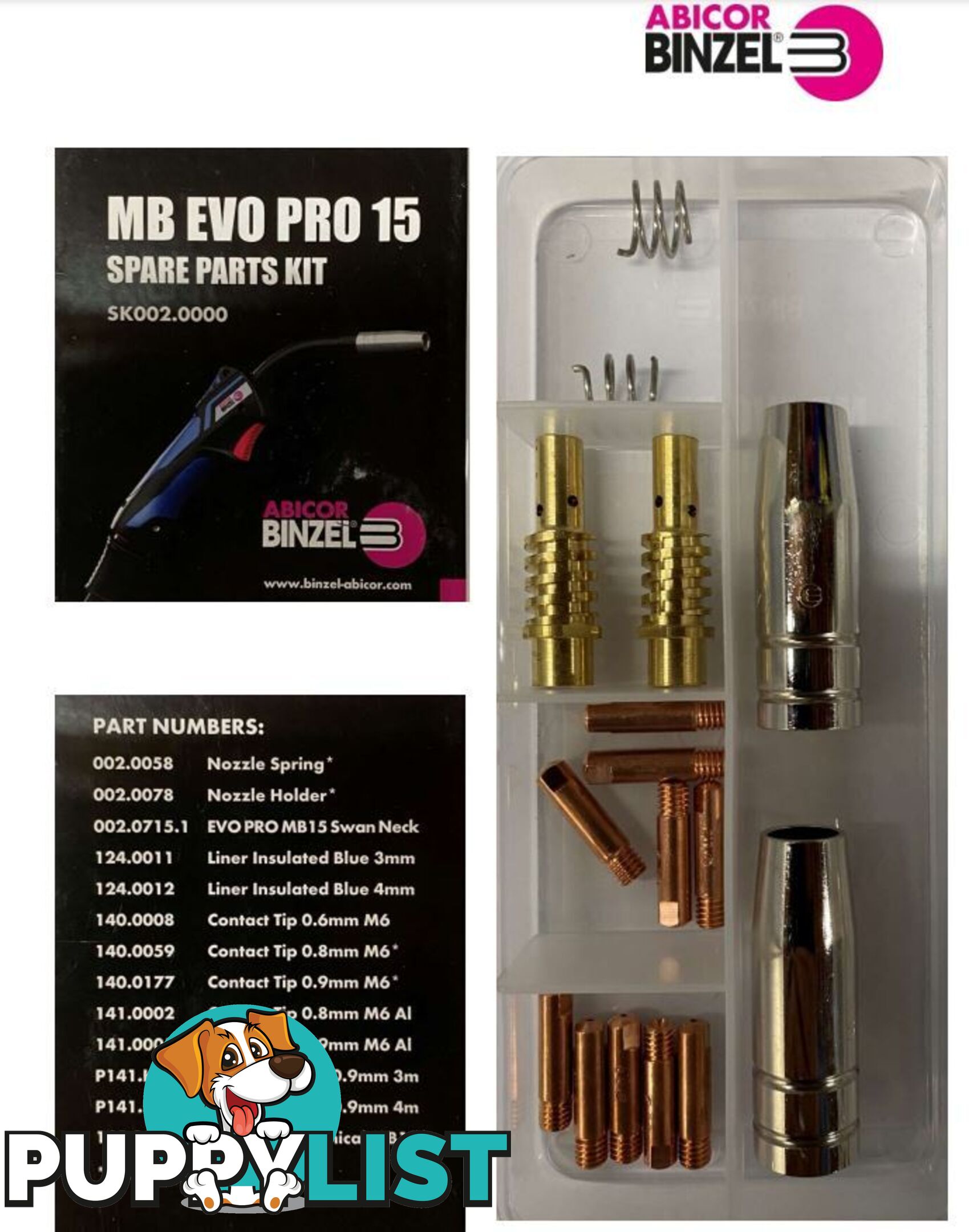 MB EVO Pro 15 MIG Torch Spare Parts Kit Binzel SK002.0000