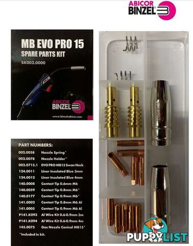 MB EVO Pro 15 MIG Torch Spare Parts Kit Binzel SK002.0000