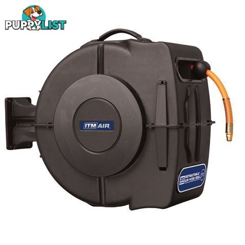 Retractable Air Hose Reel 10mm X 20 Metres Hybrid Polymer Air Hose With 1/4" Bsp Male Fittings ITM TM300-020