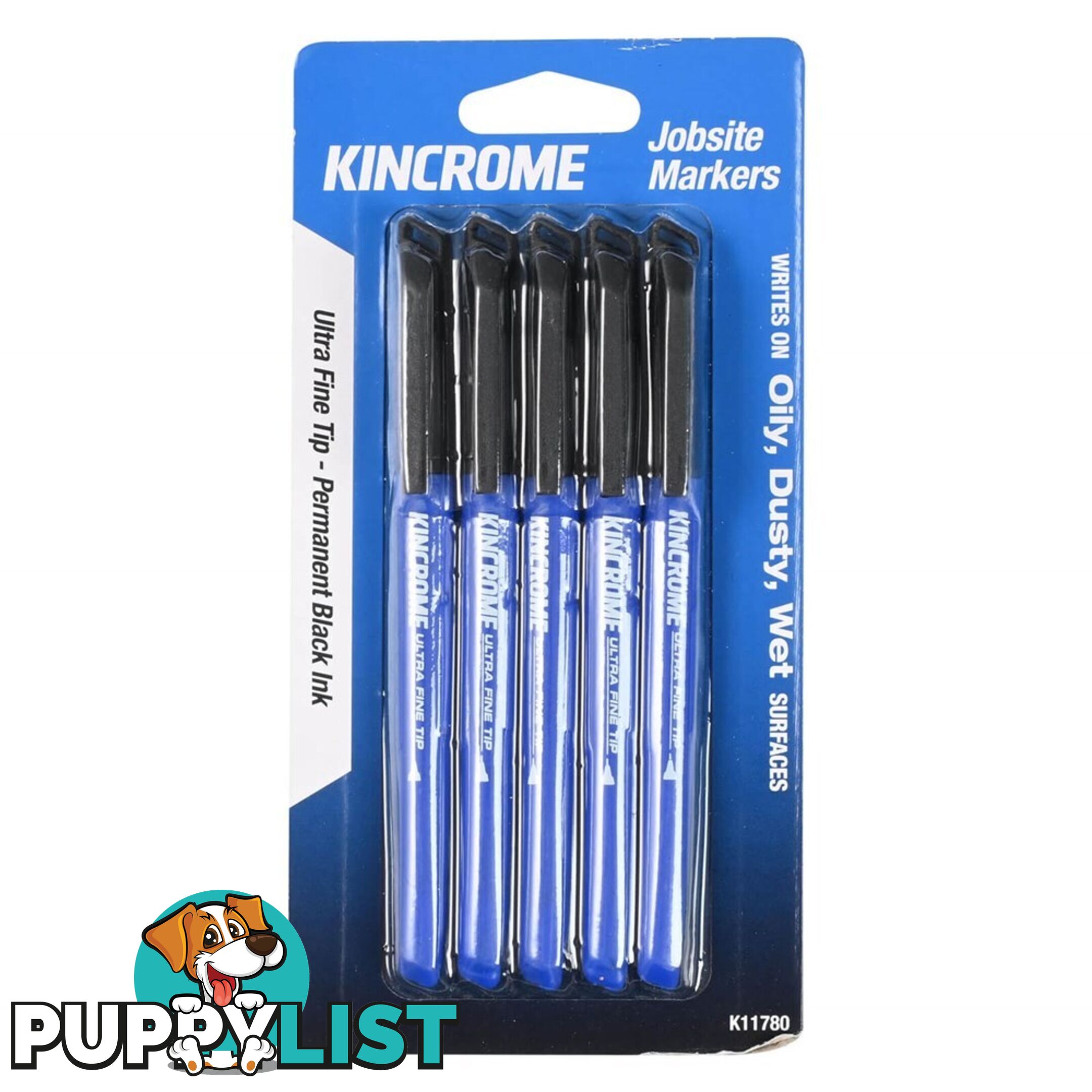 Permanent Marker Ultra Fine Tip Black 5 Pack Kincrome K11780