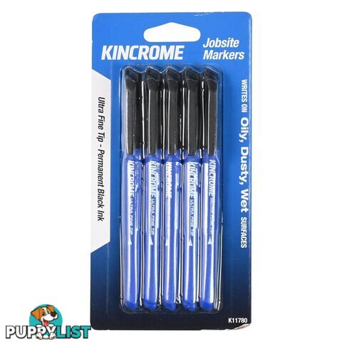 Permanent Marker Ultra Fine Tip Black 5 Pack Kincrome K11780