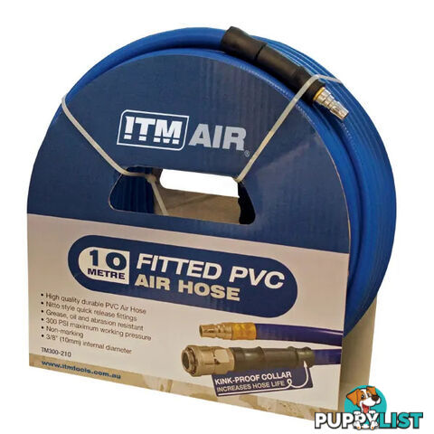 PVC Air Hose 10mm x 10 Metres Comes With Couplers TM300-210