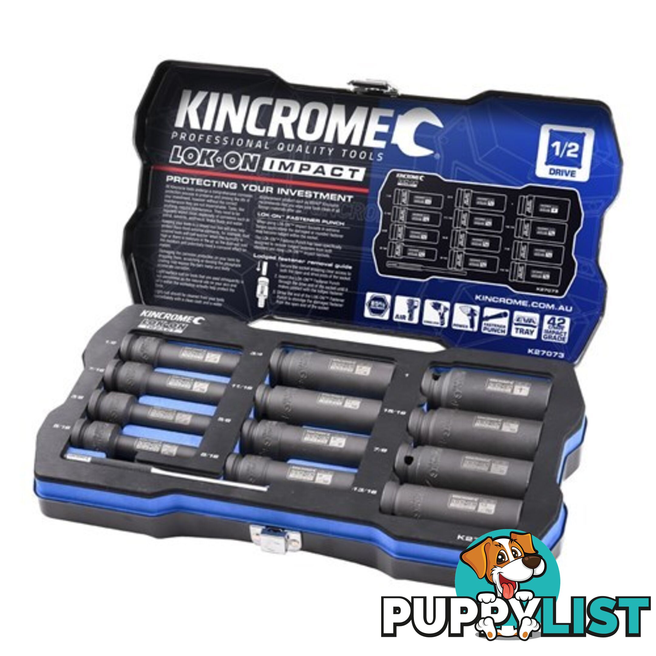 Lok-Onâ¢ Deep Impact Socket Set 12 Piece 1/2" Drive K27073 Kincrome