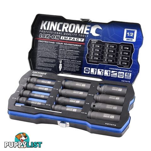 Lok-Onâ¢ Deep Impact Socket Set 12 Piece 1/2" Drive K27073 Kincrome