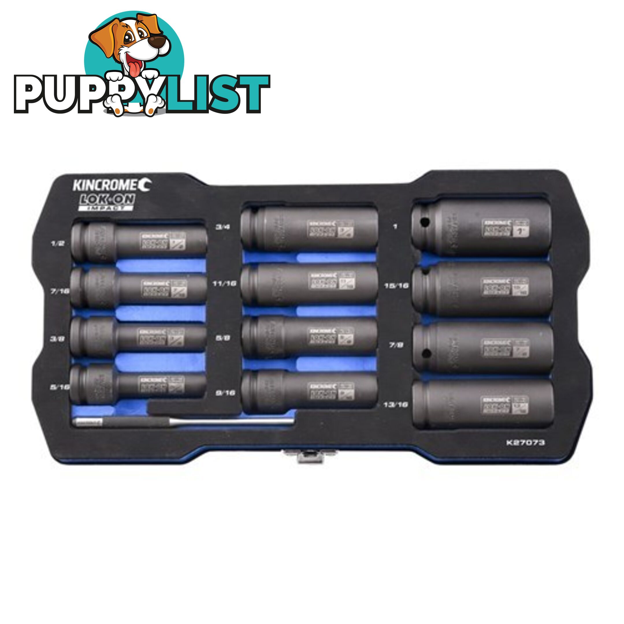 Lok-Onâ¢ Deep Impact Socket Set 12 Piece 1/2" Drive K27073 Kincrome