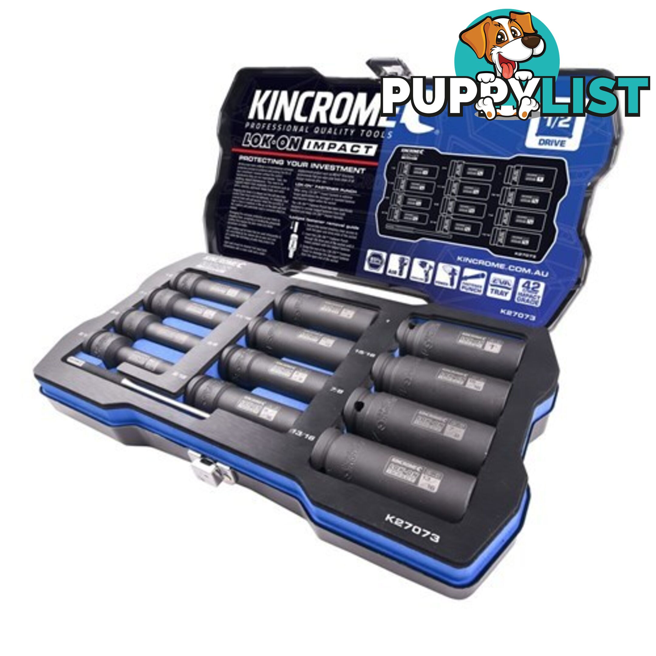 Lok-Onâ¢ Deep Impact Socket Set 12 Piece 1/2" Drive K27073 Kincrome